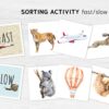 Explore Opposites sorting activity: FAST-or-SLOW Montessori-Styled Logic Set for Toddlers flashcards