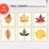 Fall Leaves Matching Game: Toddler Autumn Puzzle (Digital Download)