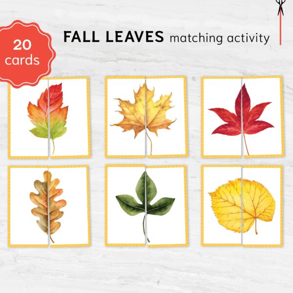 Fall Leaves Matching Game: Toddler Autumn Puzzle (Digital Download)