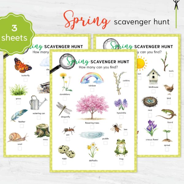 Nature Scavenger Hunt. Printable Spring Nature Activity. Outdoor Easter Adventure Game Download for Kids