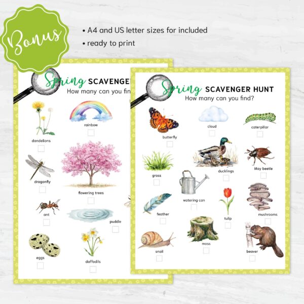 Nature Scavenger Hunt. Printable Spring Nature Activity. Outdoor Easter Adventure Game Download for Kids