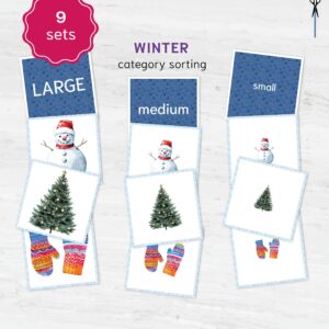 Winter Size Sorting Cards | Montessori Math Printable (Digital Download)