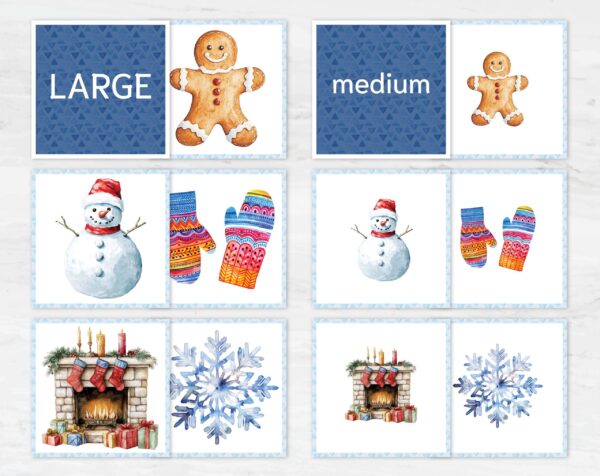 Winter Size Sorting Cards | Montessori Math Printable (Digital Download)