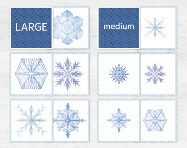 Snowflakes Sorting Activity – Printable Winter Sorting Cards | Montessori & Preschool
