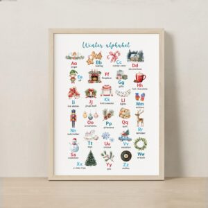 Winter Alphabet Poster – Watercolor Christmas Classroom Decor | Preschool Homeschool Wall Art