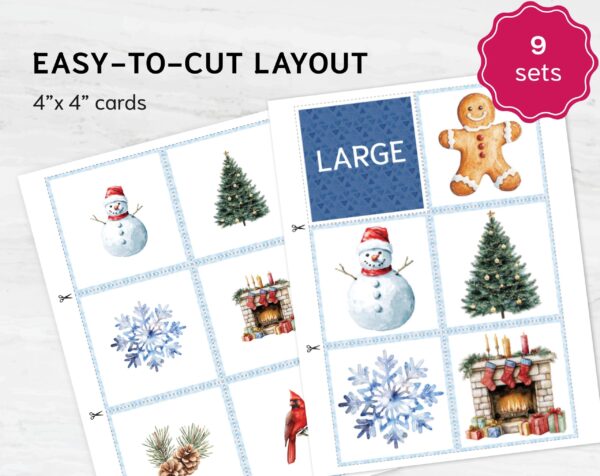 Winter Size Sorting Cards | Montessori Math Printable (Digital Download)