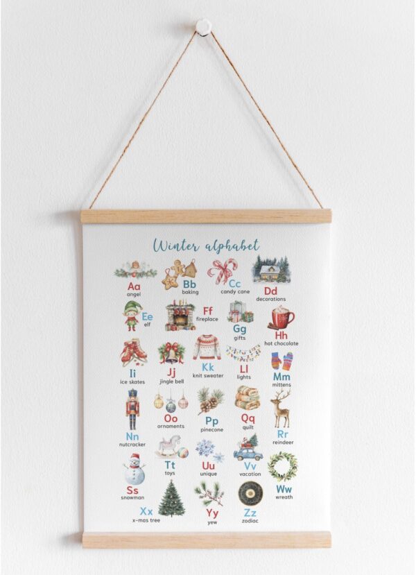 Winter Alphabet Poster – Watercolor Christmas Classroom Decor | Preschool Homeschool Wall Art