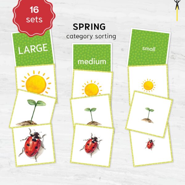 Spring Size Sorting Printable | Montessori Category Sorting Cards (Digital Download)