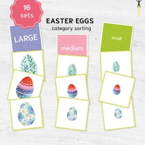 Easter Egg Size Sorting Activity, Large Medium Small Matching, Preschool Montessori Printable