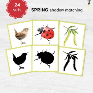 Spring Shadow Matching Cards: Montessori Learning Game for Preschool in Watercolor (Digital Printable)