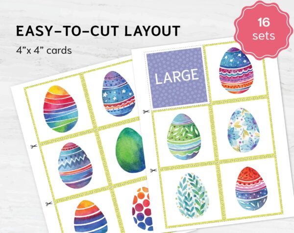 Easter Egg Size Sorting Activity, Large Medium Small Matching, Preschool Montessori Printable