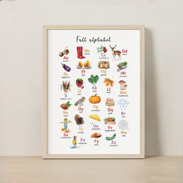 Seasonal Alphabet Posters Bundle | Spring Summer Fall Winter ABC Printable | Watercolor Kindergarten Classroom Decor