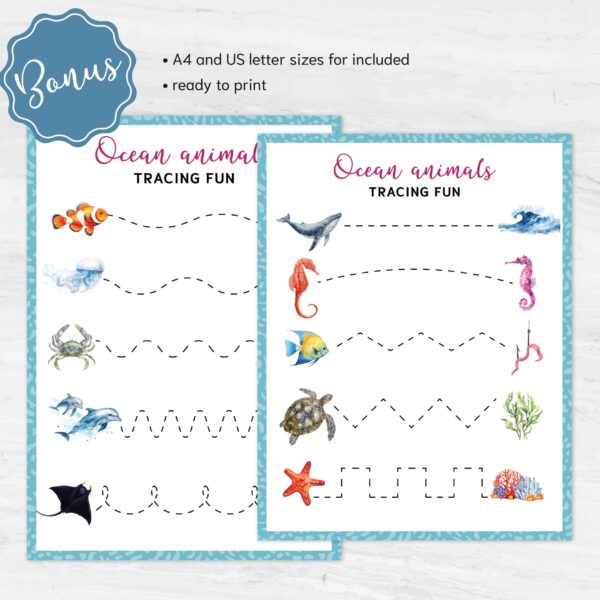 Ocean Number Tracing Worksheets 0-10 | PreK-K Counting + Line Tracing | Preschool Math Printable PDF