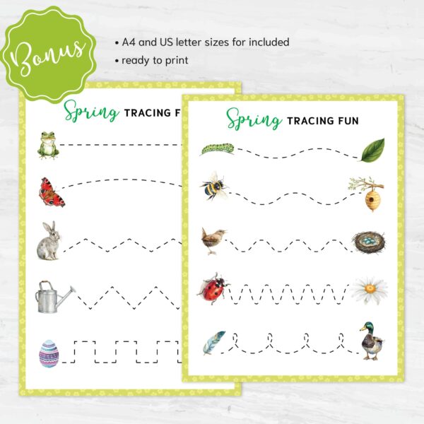 Spring Number Tracing Worksheets 0-10 | PreK-K Counting + Line Tracing | Preschool Math Printable PDF