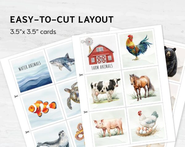 Animals Category Sorting Printable | Montessori Matching Game | PreK Kindergarten PDF