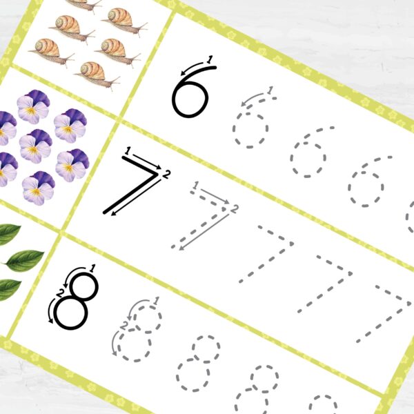 Spring Number Tracing Worksheets 0-10 | PreK-K Counting + Line Tracing | Preschool Math Printable PDF